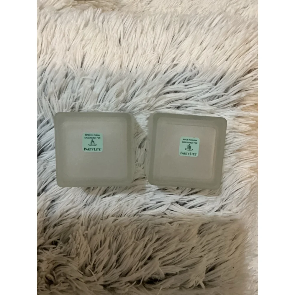 PartyLite Square Frosted Glass Votive Holders Set of 2 — Gift Ready - Picture 4 of 13